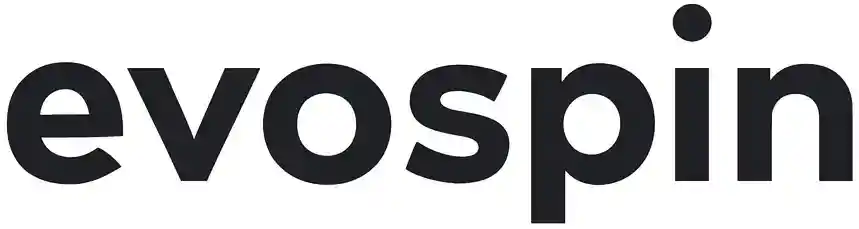 Logotipo “evospin” en letras minúsculas en negrita sobre fondo blanco.