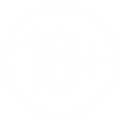 Símbolo blanco para mayores de 18 años con fondo transparente