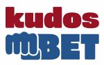 Logo Kudos mBET en rojo y azul, marca de apuestas online
